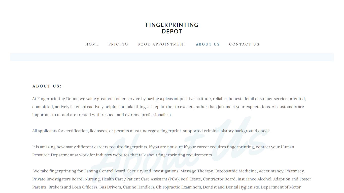 About Us - FingerPrinting Depot